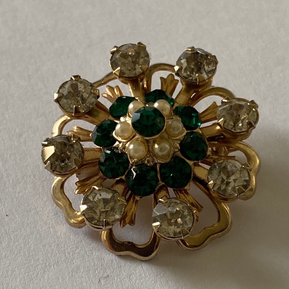 Unbranded Jewelry Vintage Womens Costume Jewelry Gold Tone Emerald